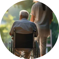 Compassionate disability care provider assisting a client at home